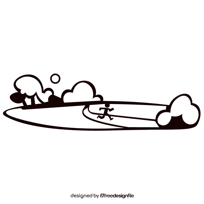 Jogging landscape black and white clipart