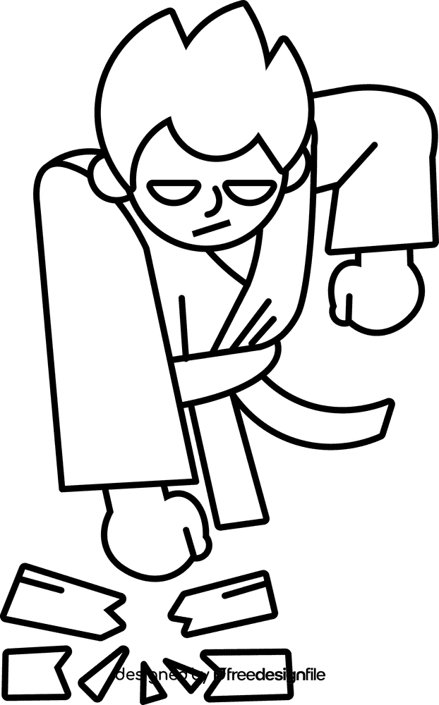 Karate break black and white clipart