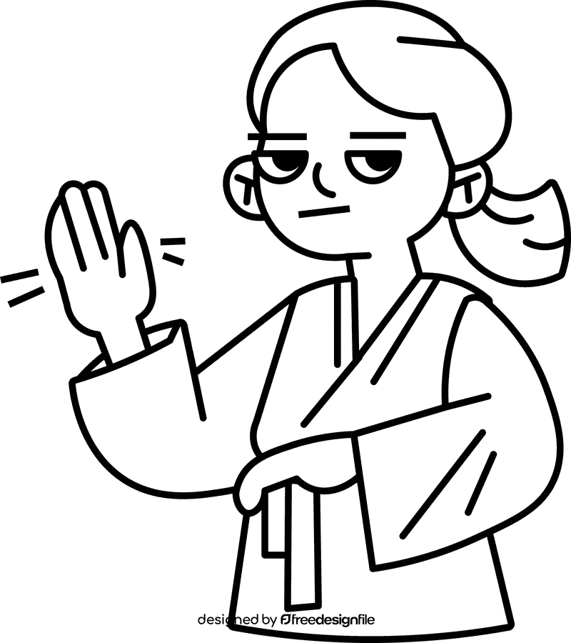 Karate bust black and white clipart