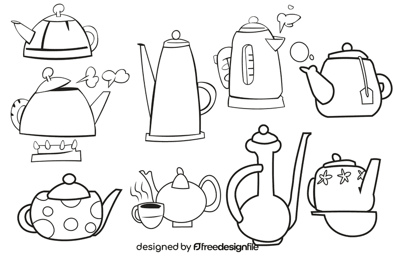Kettle black and white vector