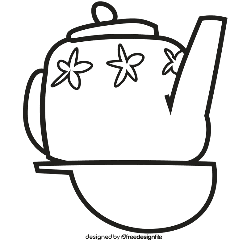 Kettle flowers black and white clipart