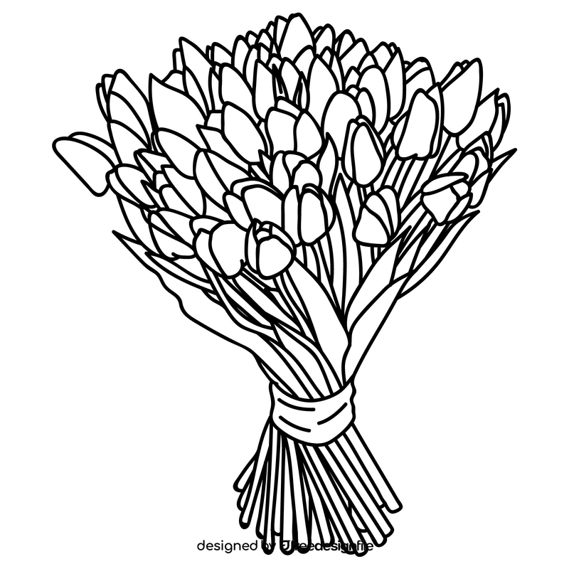 Tulip bouquet black and white clipart