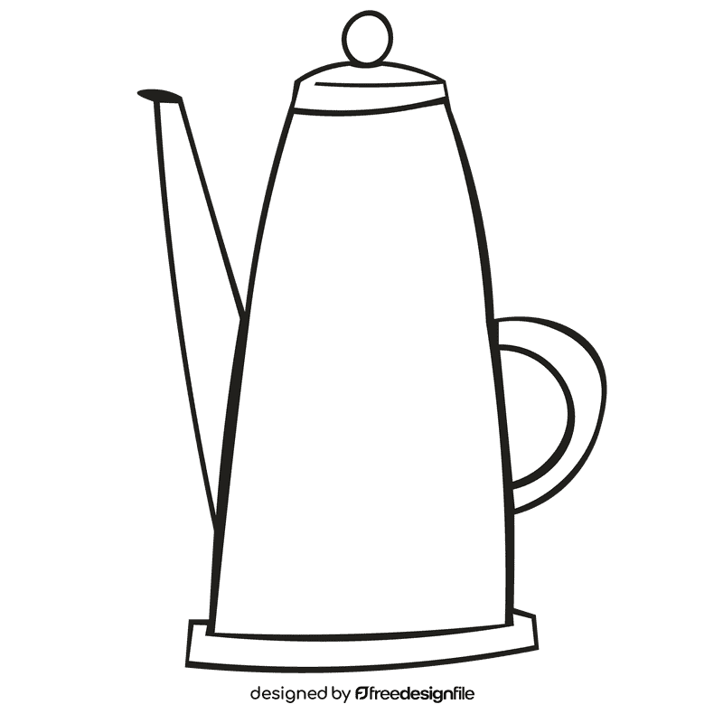 Kettle long black and white clipart