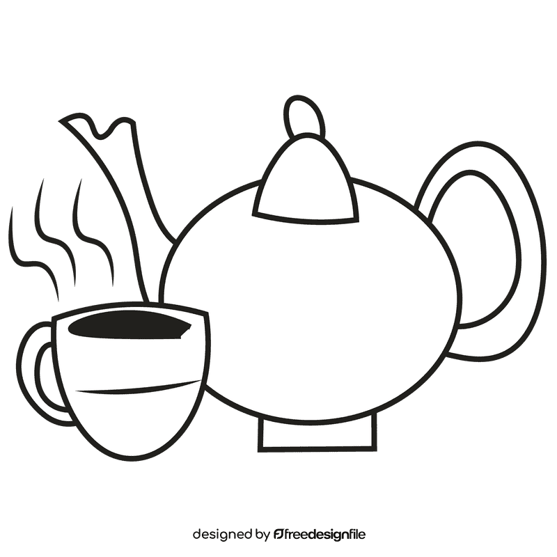Kettle pink black and white clipart