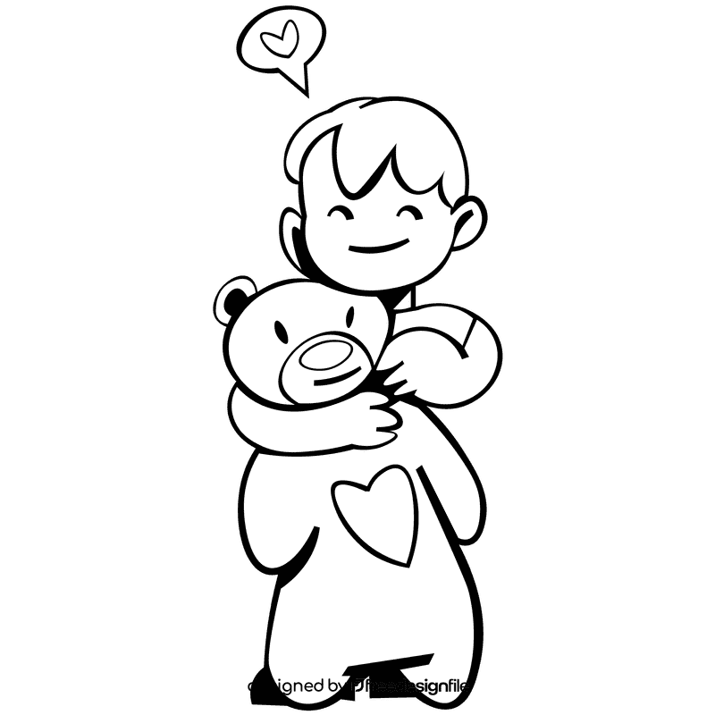 Kindergarten bear black and white clipart