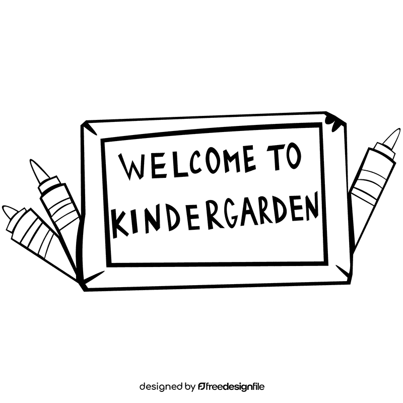 Kindergarten board black and white clipart