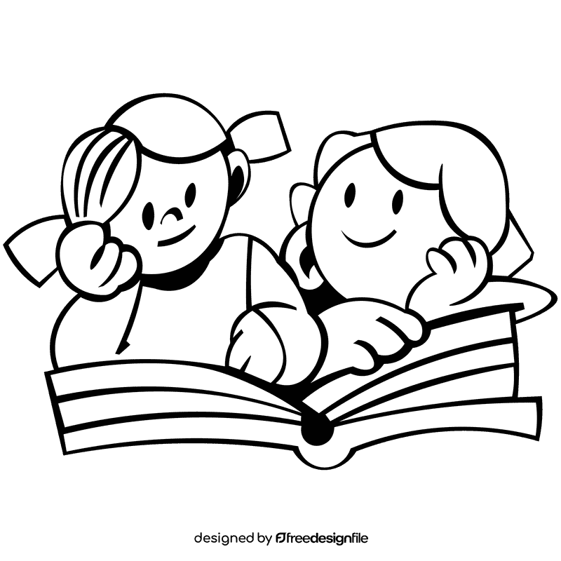 Kindergarten book black and white clipart