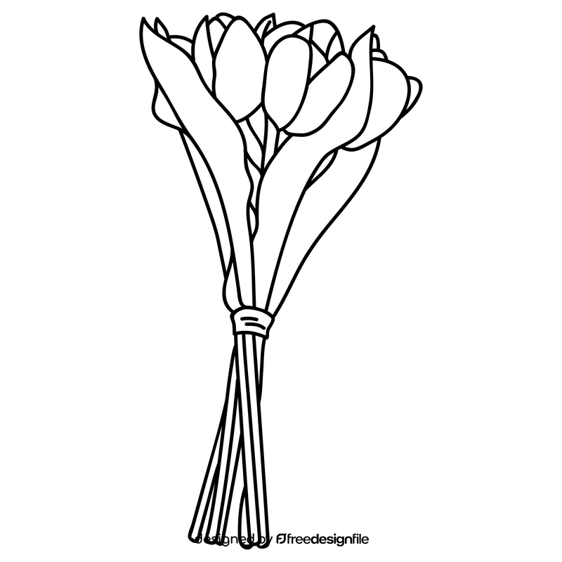 Tulip bunch black and white clipart free download