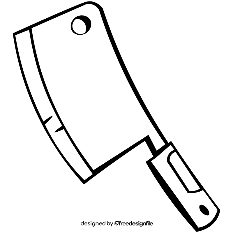 Kitchen cleaver black and white clipart
