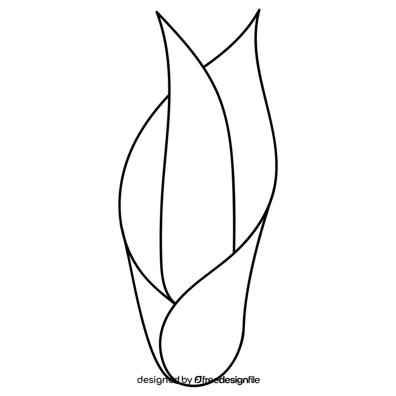 Tulip plant black and white clipart