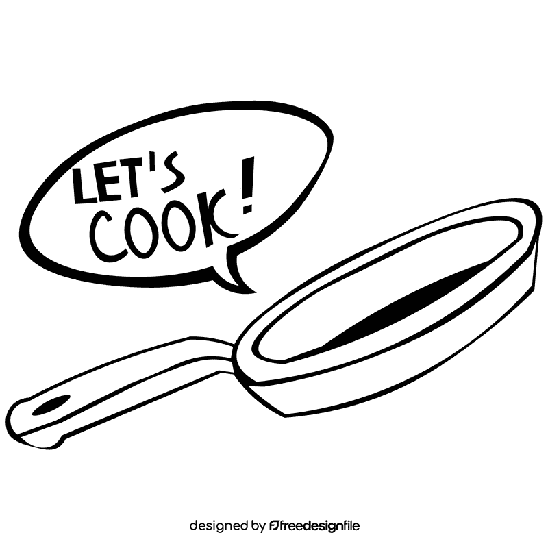 Kitchen pan black and white clipart