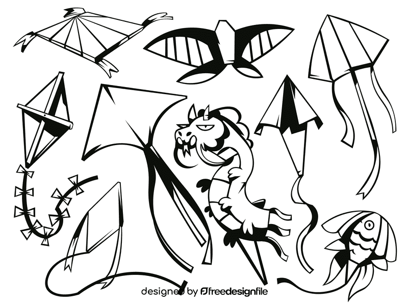 Kite black and white vector