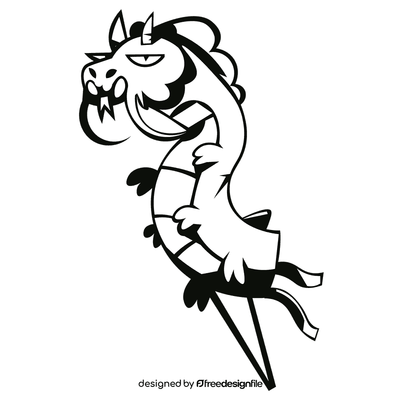 Kite dragon black and white clipart