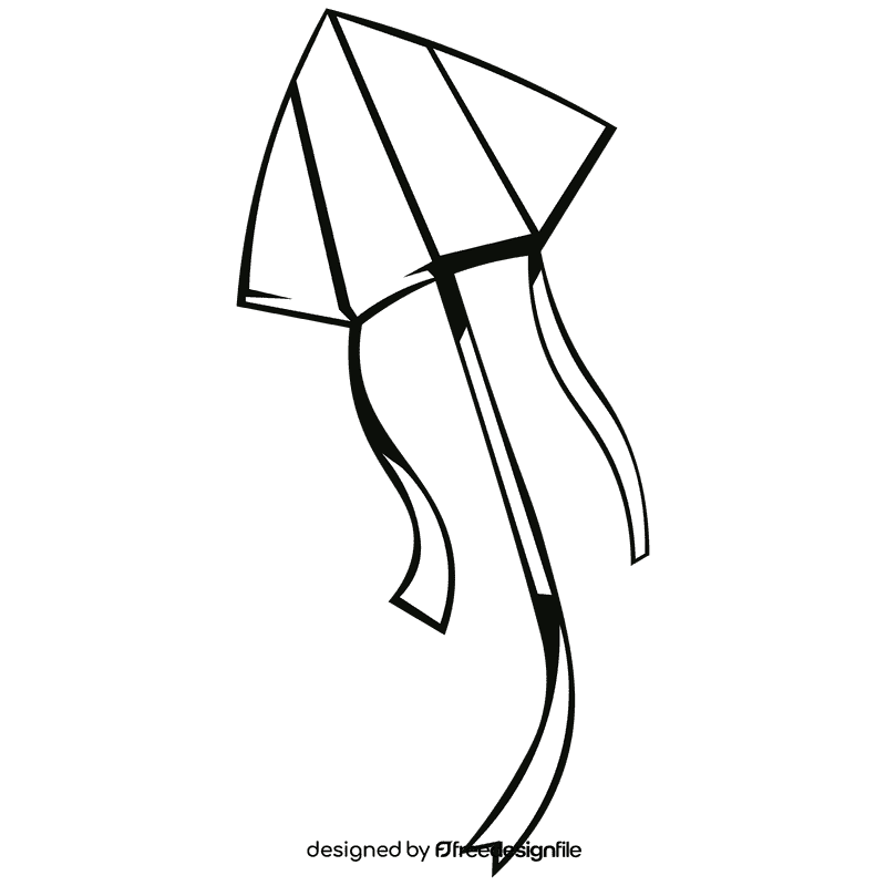 Kite four angled black and white clipart