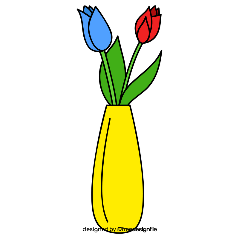 Vase of tulip flowers clipart