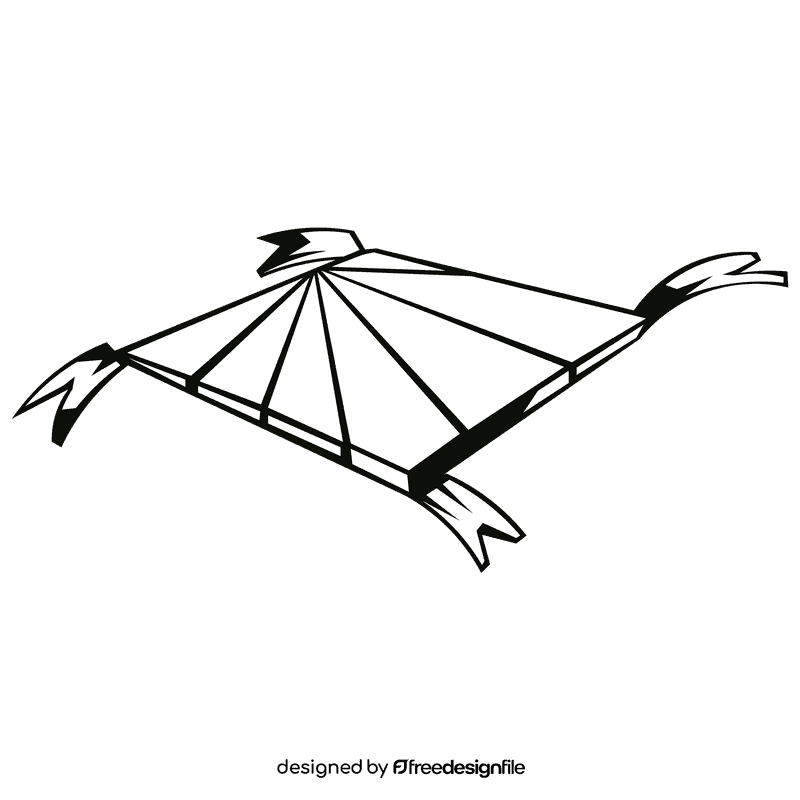 Kite horizontal black and white clipart