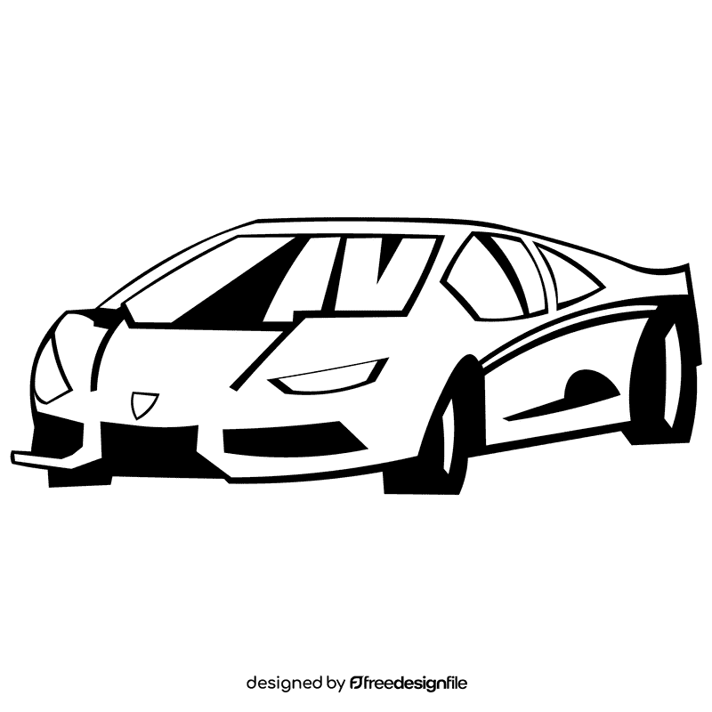 Lamborgini black black and white clipart