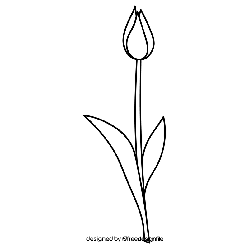 Young tulip plant black and white clipart