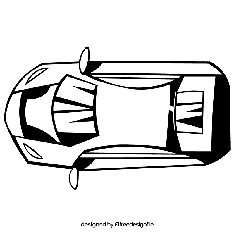Lamborgini top black and white clipart