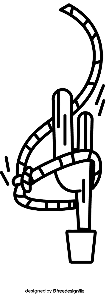 Lasso cactus black and white clipart