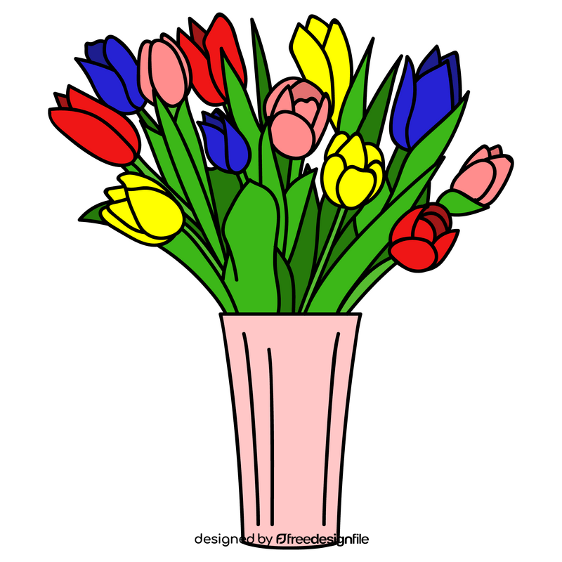 Tulip flowers vase clipart