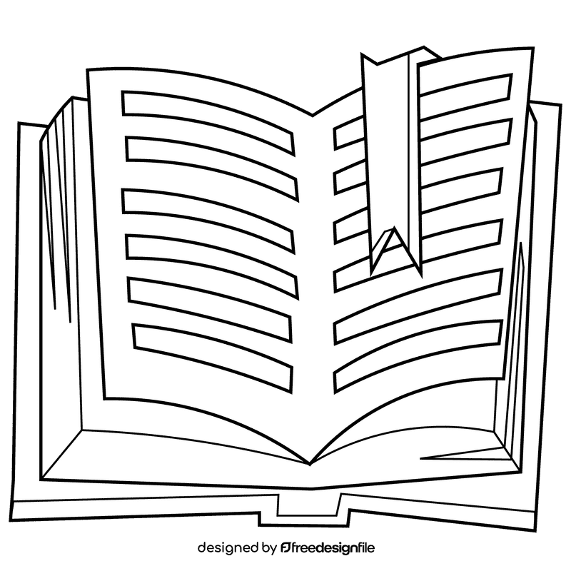 Literature book black and white clipart