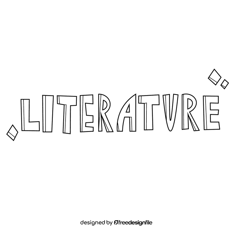 Literature sign black and white clipart