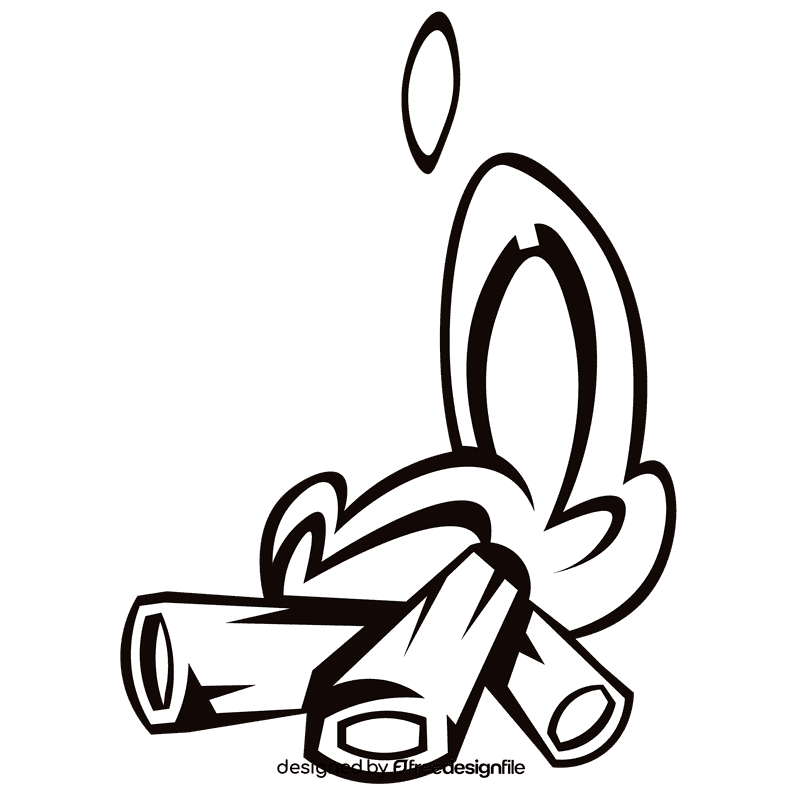 Log fire black and white clipart