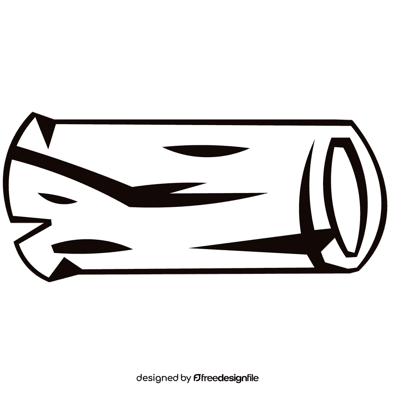 Log laying black and white clipart