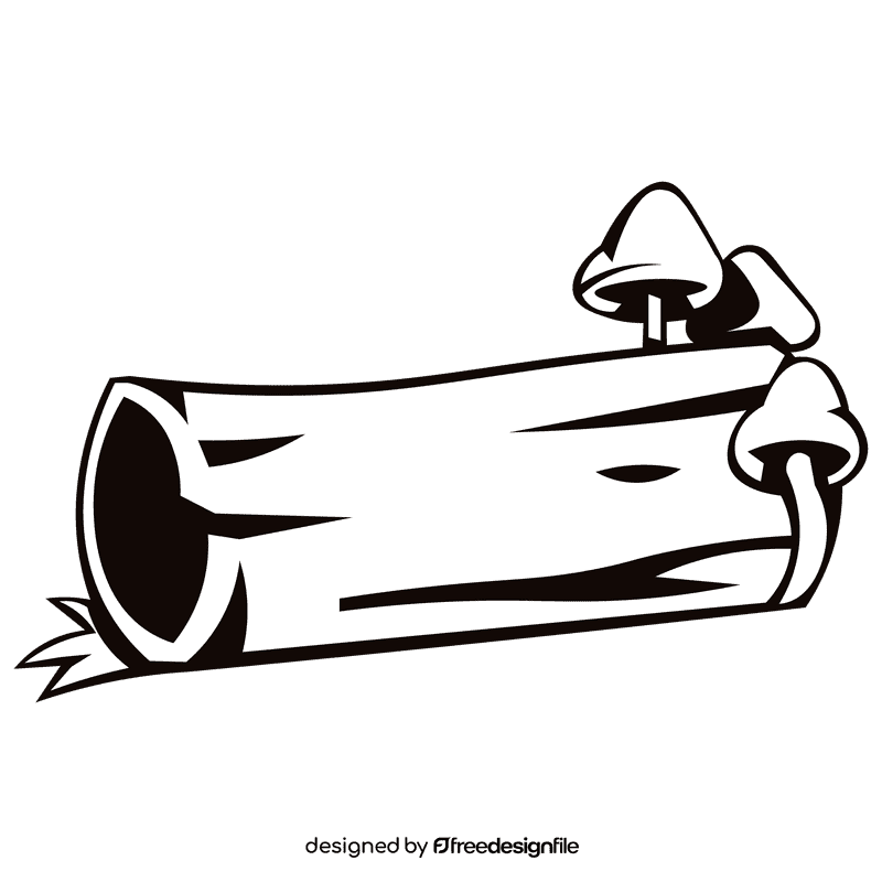 Log mushrooms black and white clipart