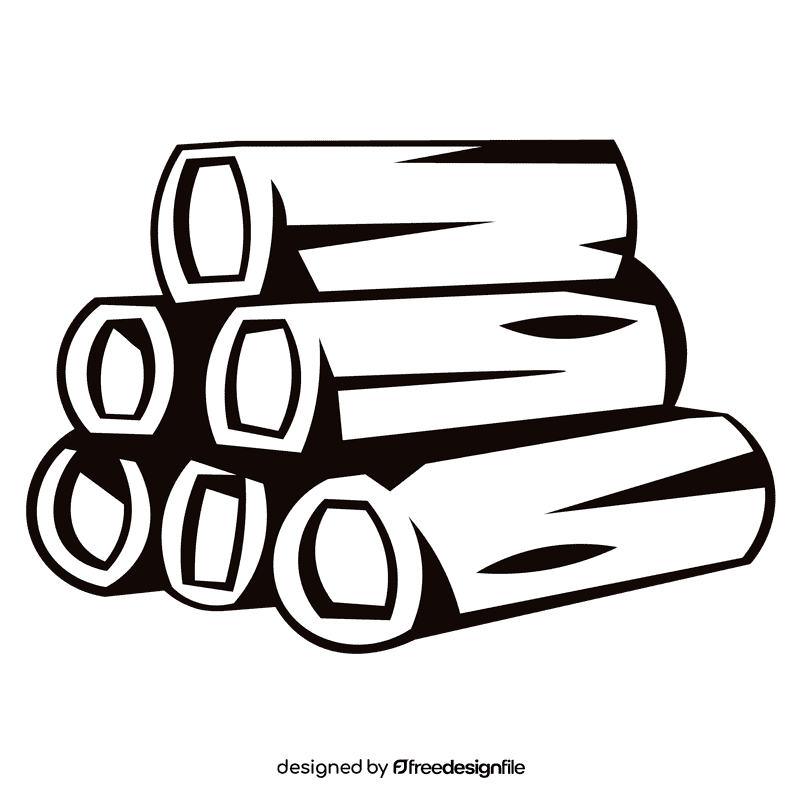Log pile black and white clipart