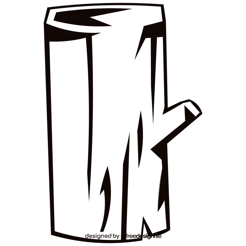Log standing black and white clipart