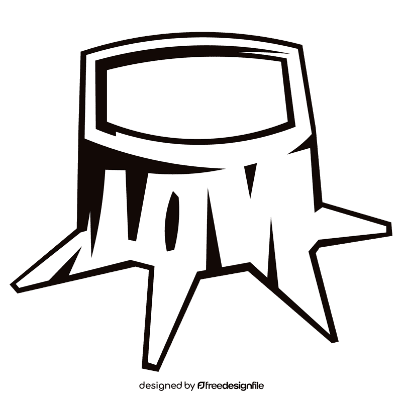 Log stump black and white clipart