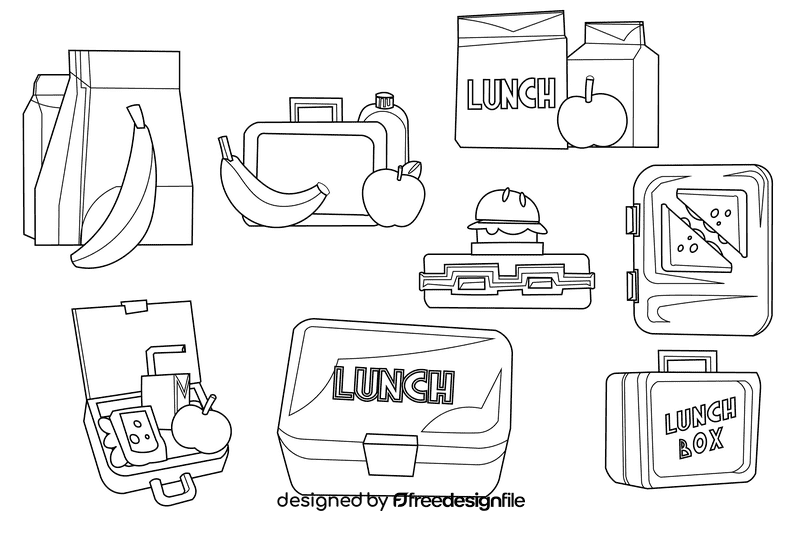 Lunchbox black and white vector