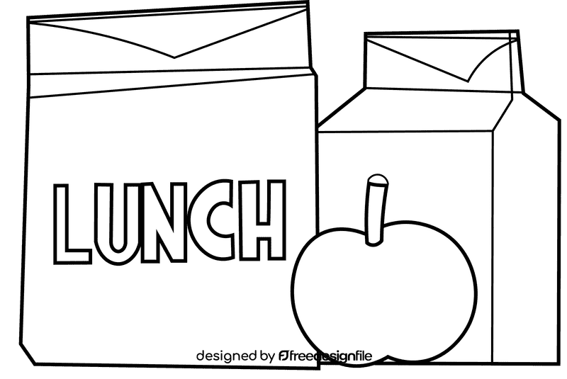 Lunchbox apple black and white clipart