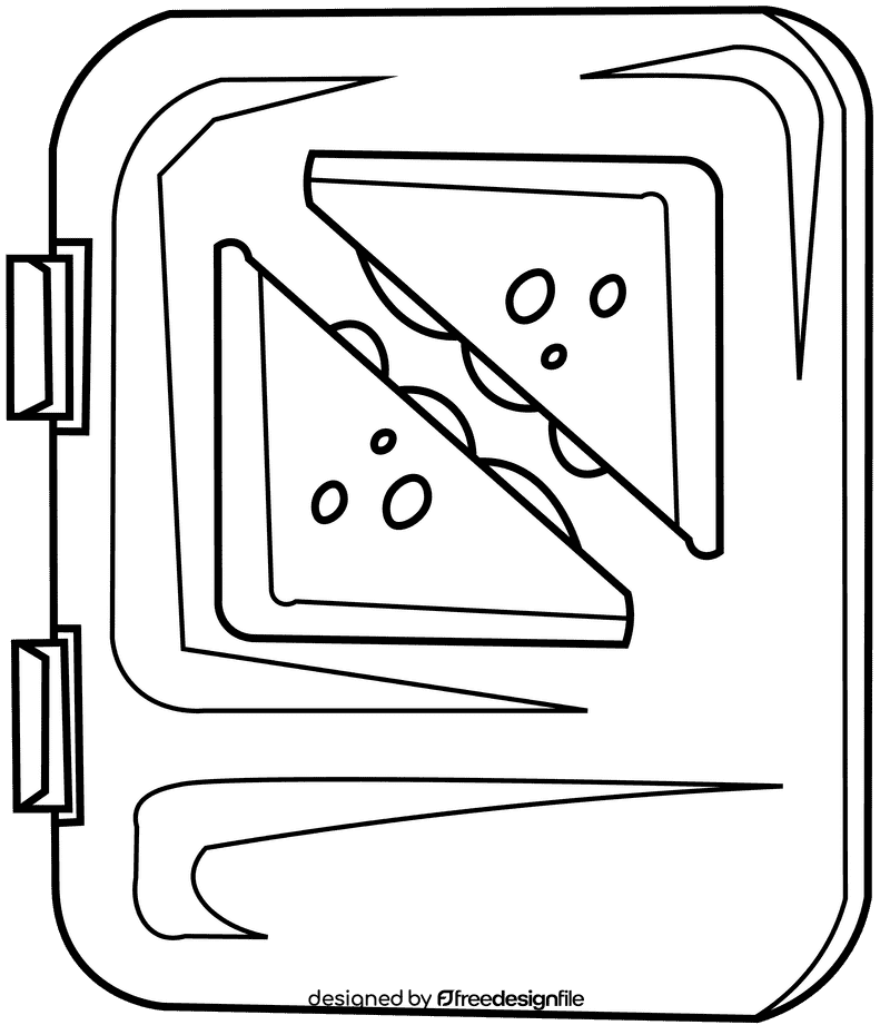 Lunchbox box black and white clipart