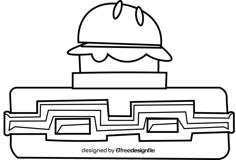 Lunchbox burger black and white clipart