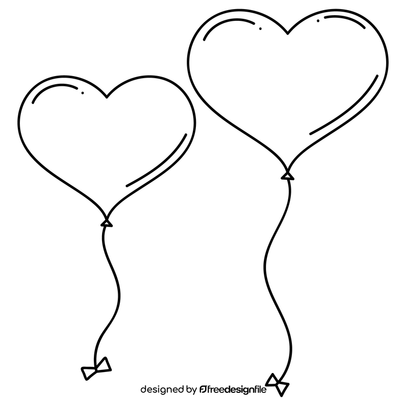 Valentine balloons black and white clipart