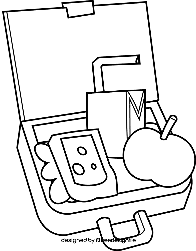 Lunchbox set black and white clipart