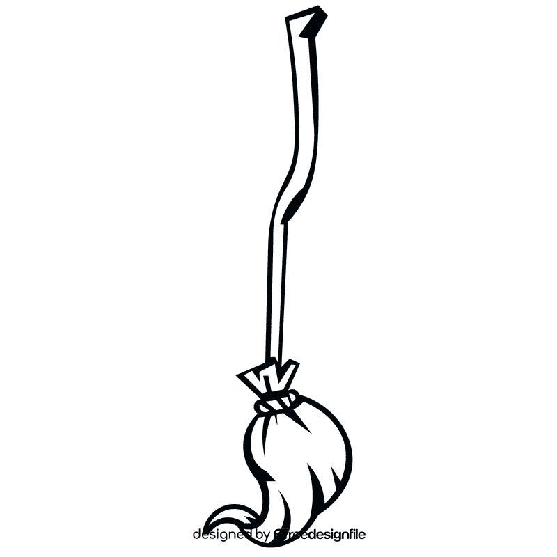 Magic broom black and white clipart