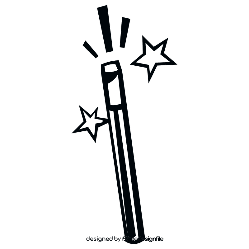 Magic wand black and white clipart