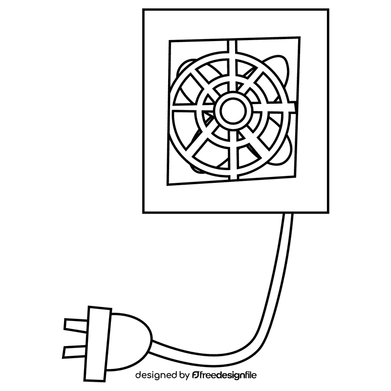 Electric fan box black and white clipart