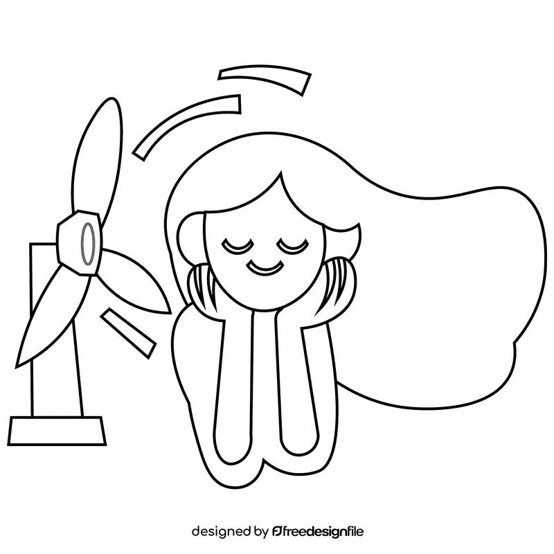 Electric fan hair black and white clipart