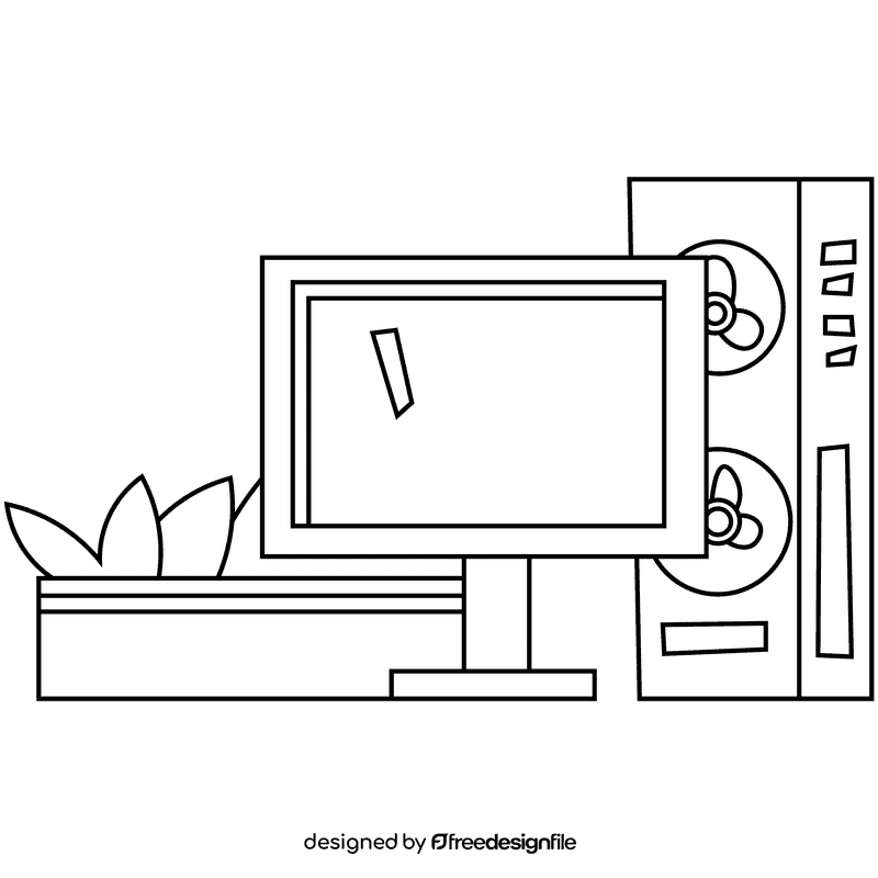 Electric fan pc black and white clipart