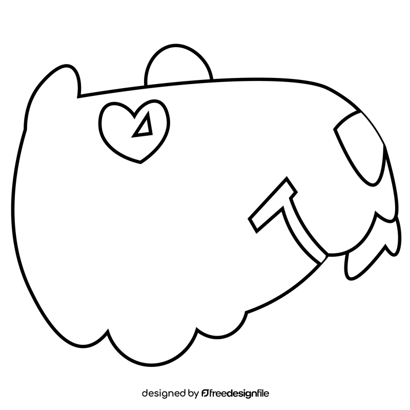 Cute capybara with heart eyes black and white clipart