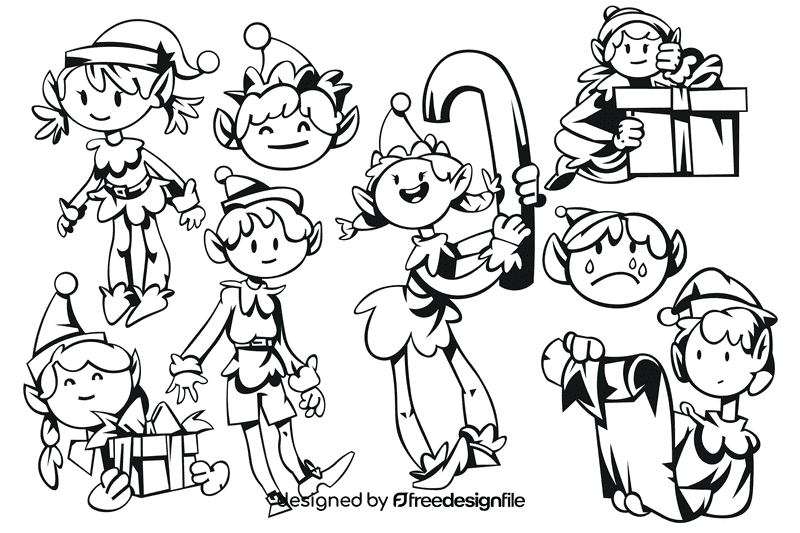 Elf black and white vector