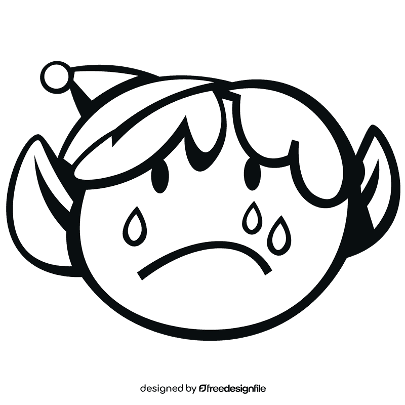 Elf crying black and white clipart