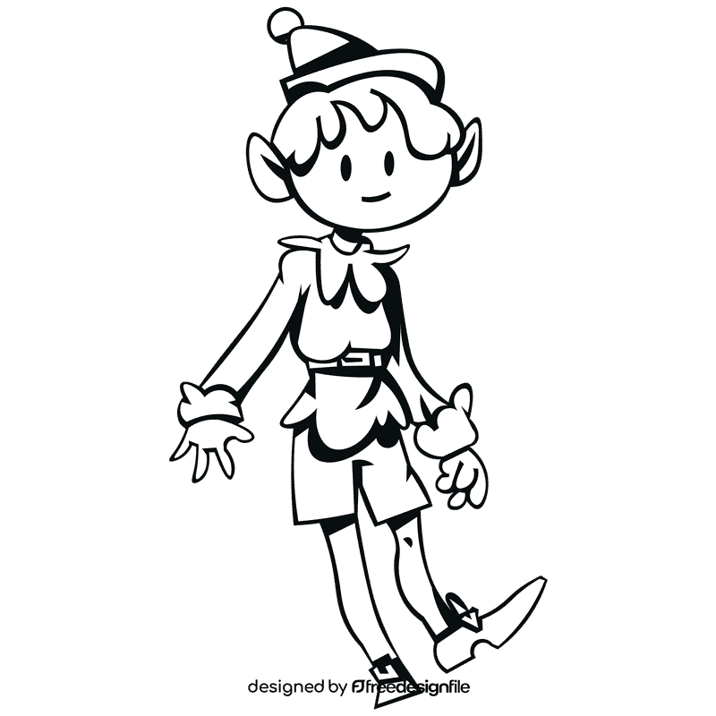 Elf guy black and white clipart