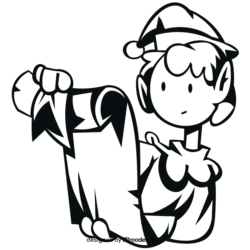 Elf scroll black and white clipart