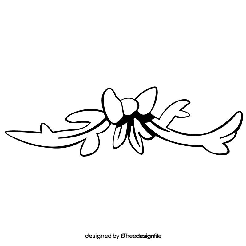 Evergreen bow black and white clipart